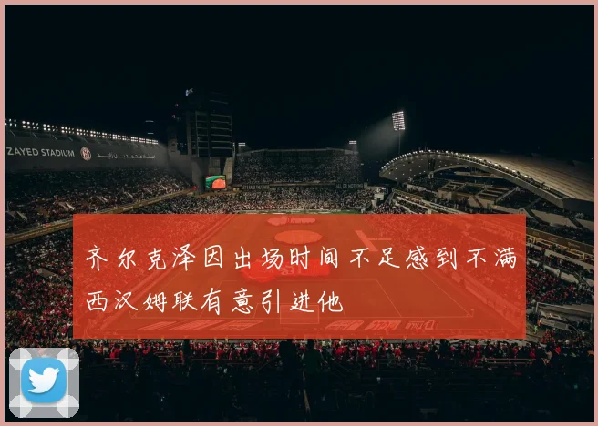 齐尔克泽因出场时间不足感到不满西汉姆联有意引进他